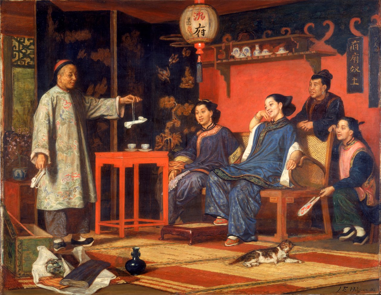 ヨーロッパの好奇心を見る中国の女性、1868 作： ジョン・エヴァン・ホジソン