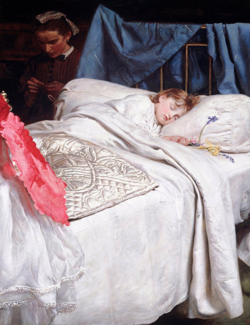 眠っている1865年頃 油彩・キャンバス 作： ジョン・エバレット・ミレー