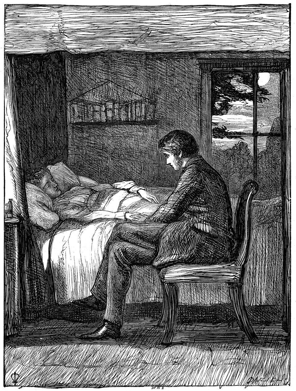 オーウェンメレディスによる詩「最後の言葉」のイラスト、1860年。 作： ジョン・エバレット・ミレー