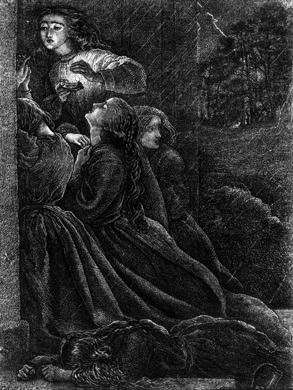 5つの愚かな処女、「私たちの主と救い主イエス・キリストの寓話」、1864年からのイラスト 作： ジョン・エバレット・ミレー
