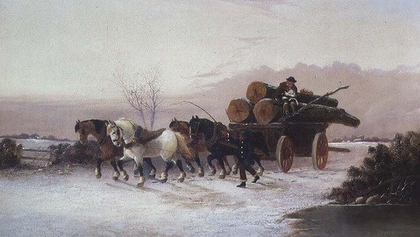 雪の中の木材運搬車 作： ジョン・F・モリス