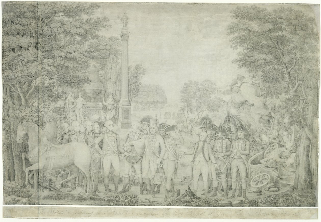 1781年10月、バージニア州のヨークタウンで敗北した1810年から1815年のイギリス軍、ワシントン将軍に降伏 作： ジョン・フランシス・ルノー