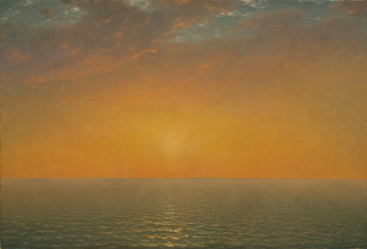 1872年に海に沈む夕日。 作： ジョン・フレデリック・ケンセット
