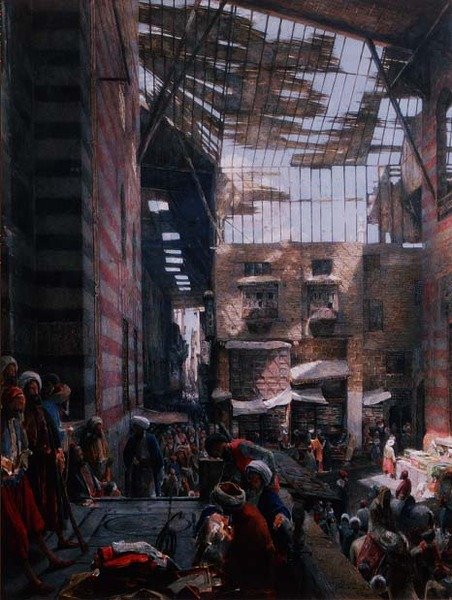 カイロ、グーレーヤの通りとモスクの風景 作： ジョン・フレデリック・ルイス