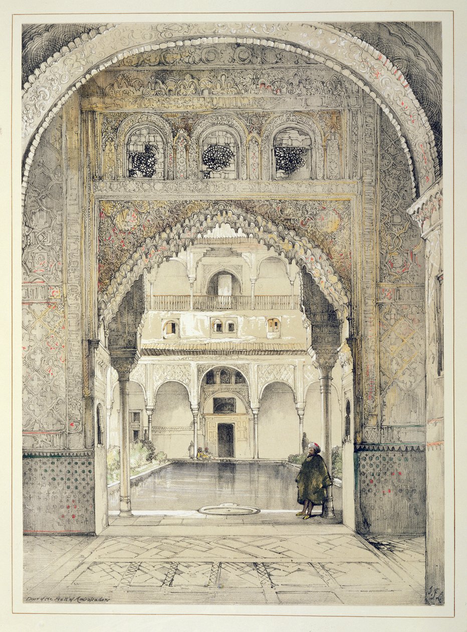 ウィリアムゴーチ（fl.1825-54）、1835年に刻まれた「アルハンブラのスケッチと絵」からの大使館の扉 作： ジョン・フレデリック・ルイス