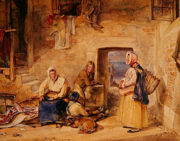 ニューヘイヴンの漁師たち、エディンバラ、1831-32年頃（水彩、紙） 作： ジョン・フレデリック・ルイス