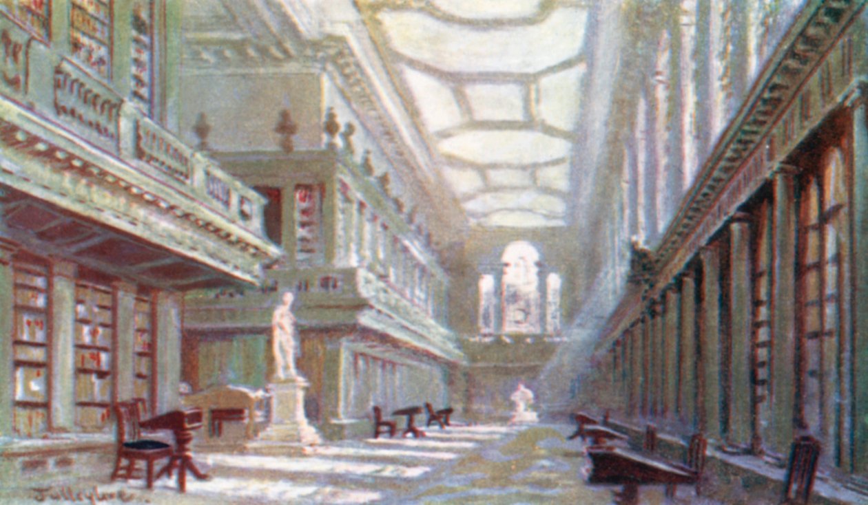 オール・ソウルズ・カレッジ図書館内部（カラーリトグラフ） 作： John Fulleylove