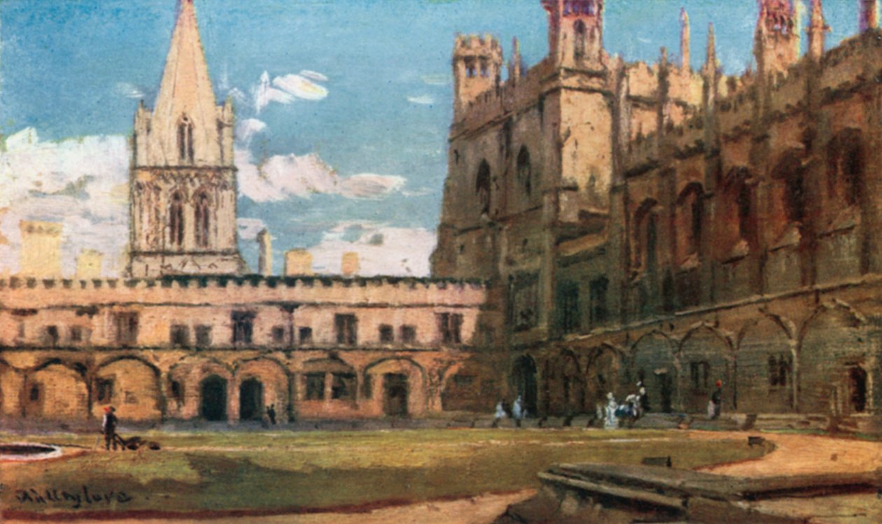 クライスト・チャーチ、トム・クアドラングル、南入口より（カラーリトグラフ） 作： John Fulleylove