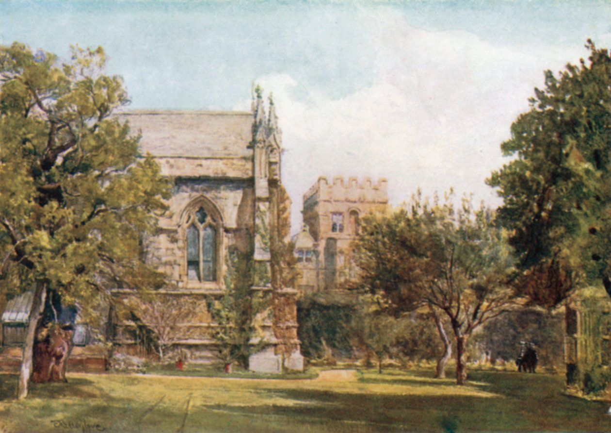 ユニバーシティ・カレッジ - マスターのプライベート・ガーデン（カラーリトグラフ） 作： John Fulleylove