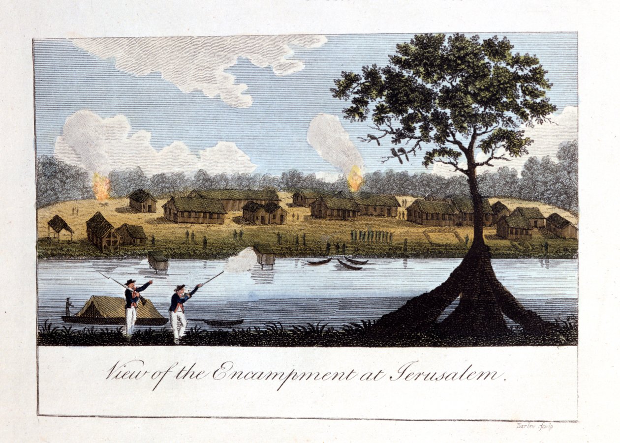 1813年のエルサラムの野営地の眺め 作： ジョン・ガブリエル・ステッドマン