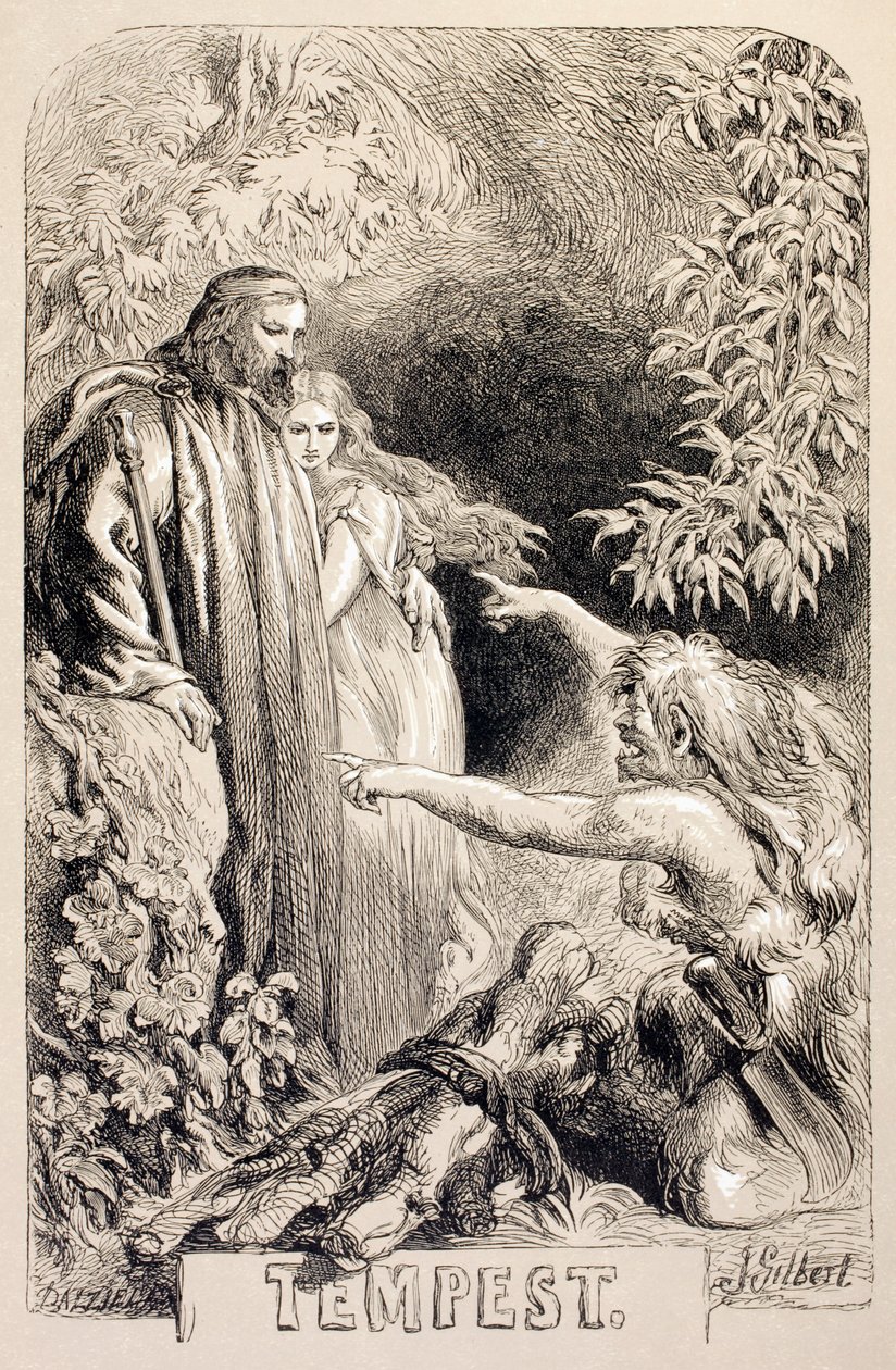 『The Illustrated Library Shakespeare』からのテンペストのイラスト、ロンドン1890年発行 作： ジョン・ギルバート