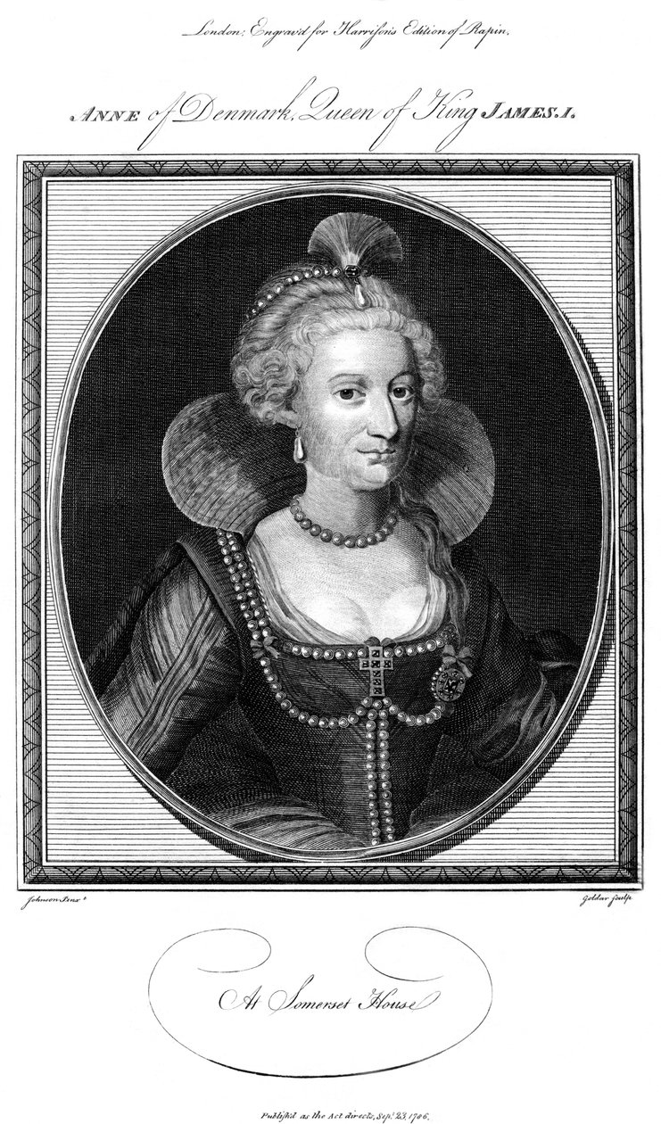 デンマークのアン1574-1619、ジェームズ1世の女王の配偶者、1786年。 作： ジョン・ゴールダー