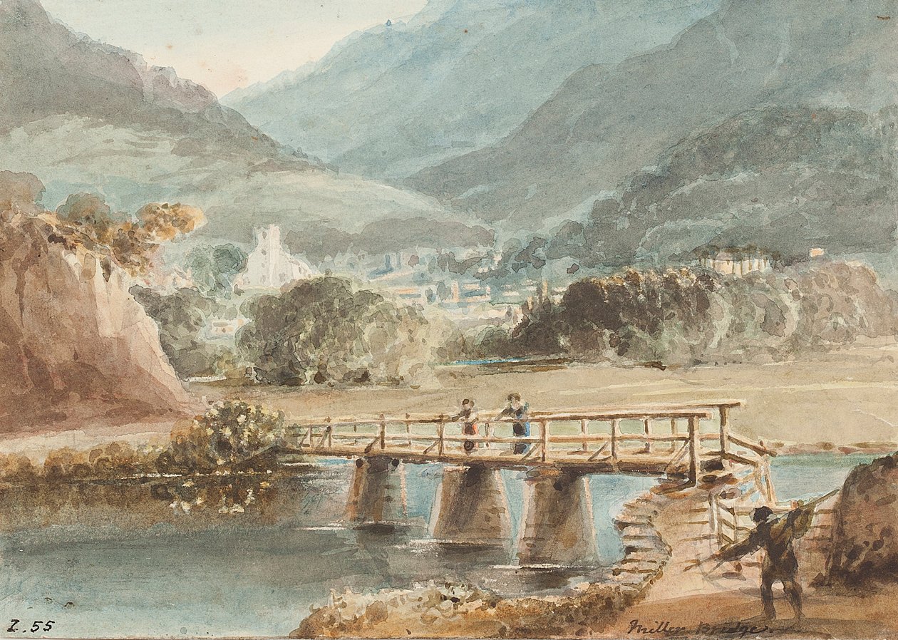オールドミラー橋、1843（紙にトイレ） 作： ジョン・ハーデン
