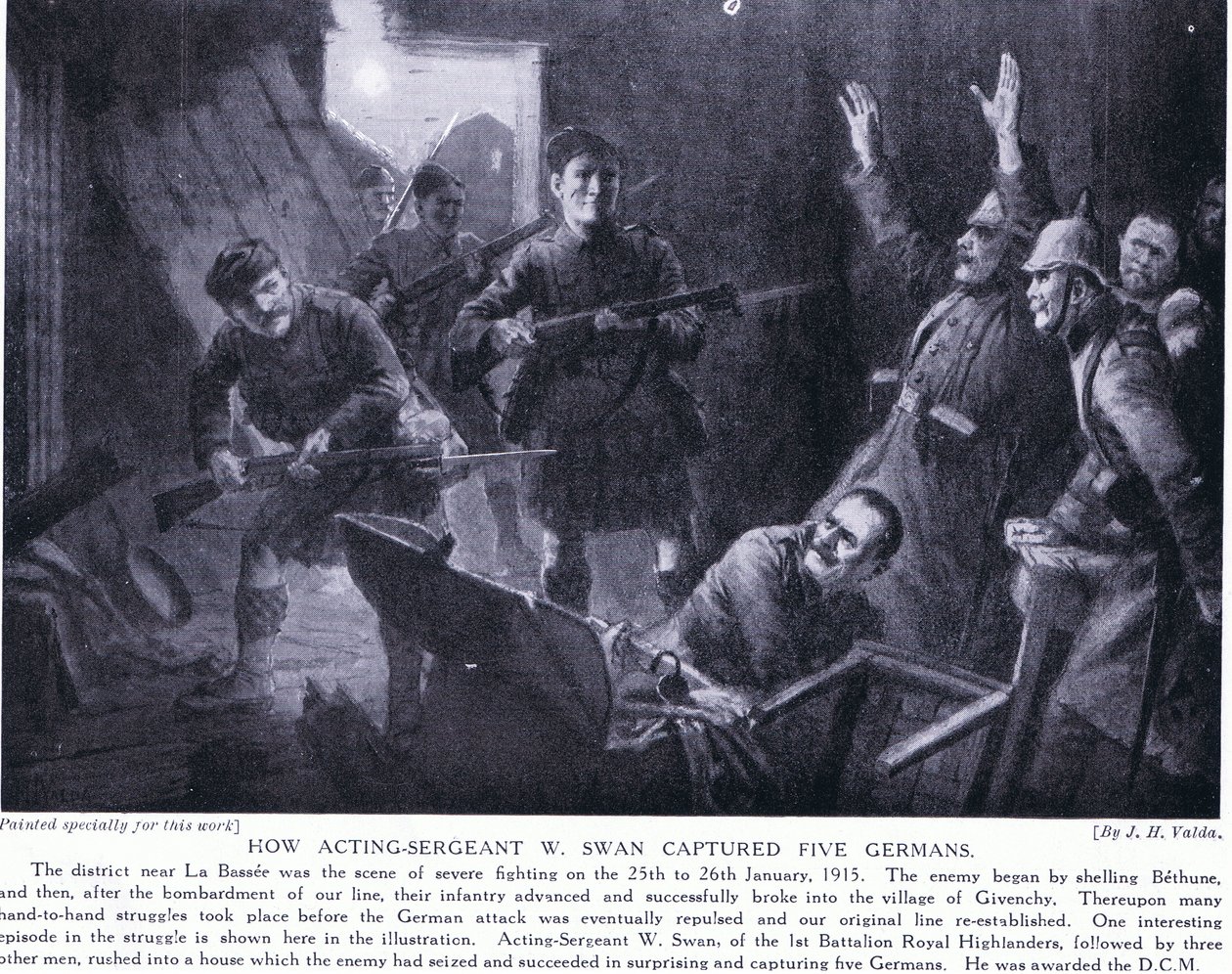 1915年1月にジバンシィでWスワン軍曹が5人のドイツ人を捕らえた方法 作： ジョン・ハリス・ヴァルダ