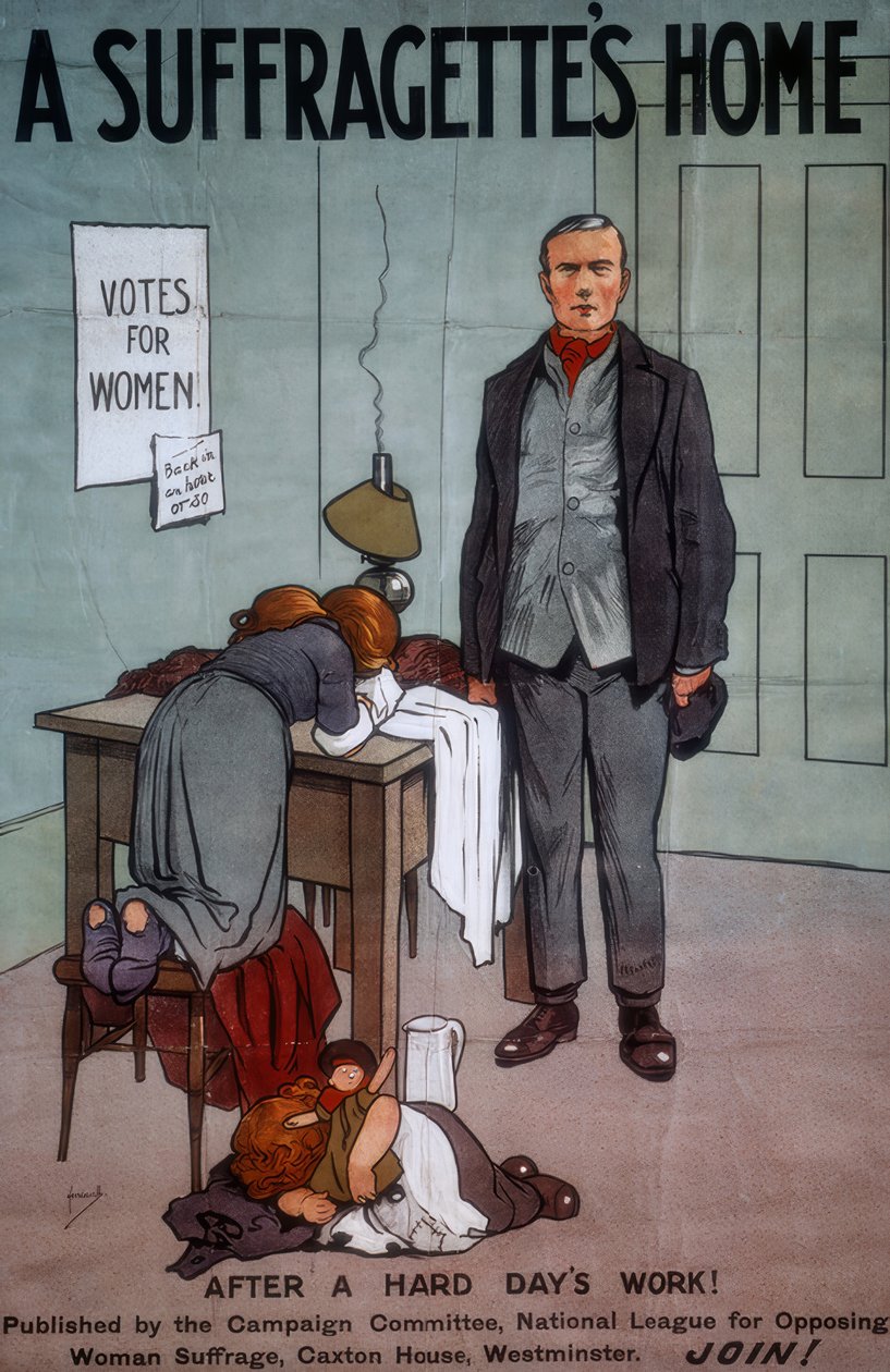 A Suffragettes Home - J. Hassall -ポスター、20世紀 作： ジョン・ハッサル