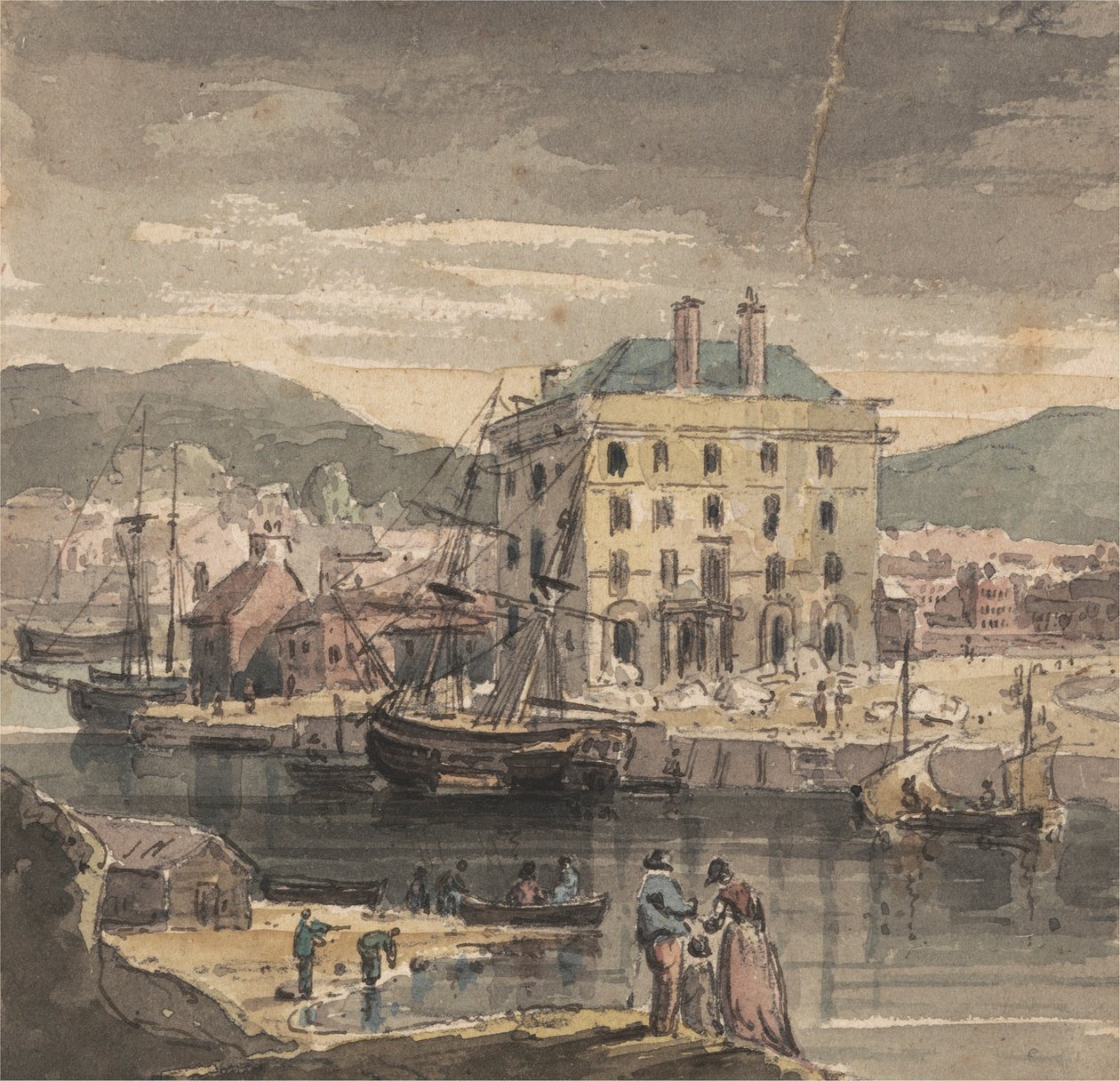 Weymouth: com figuras, frete e vista da (?) alfândega 作： ジョン・ヘンダーソン