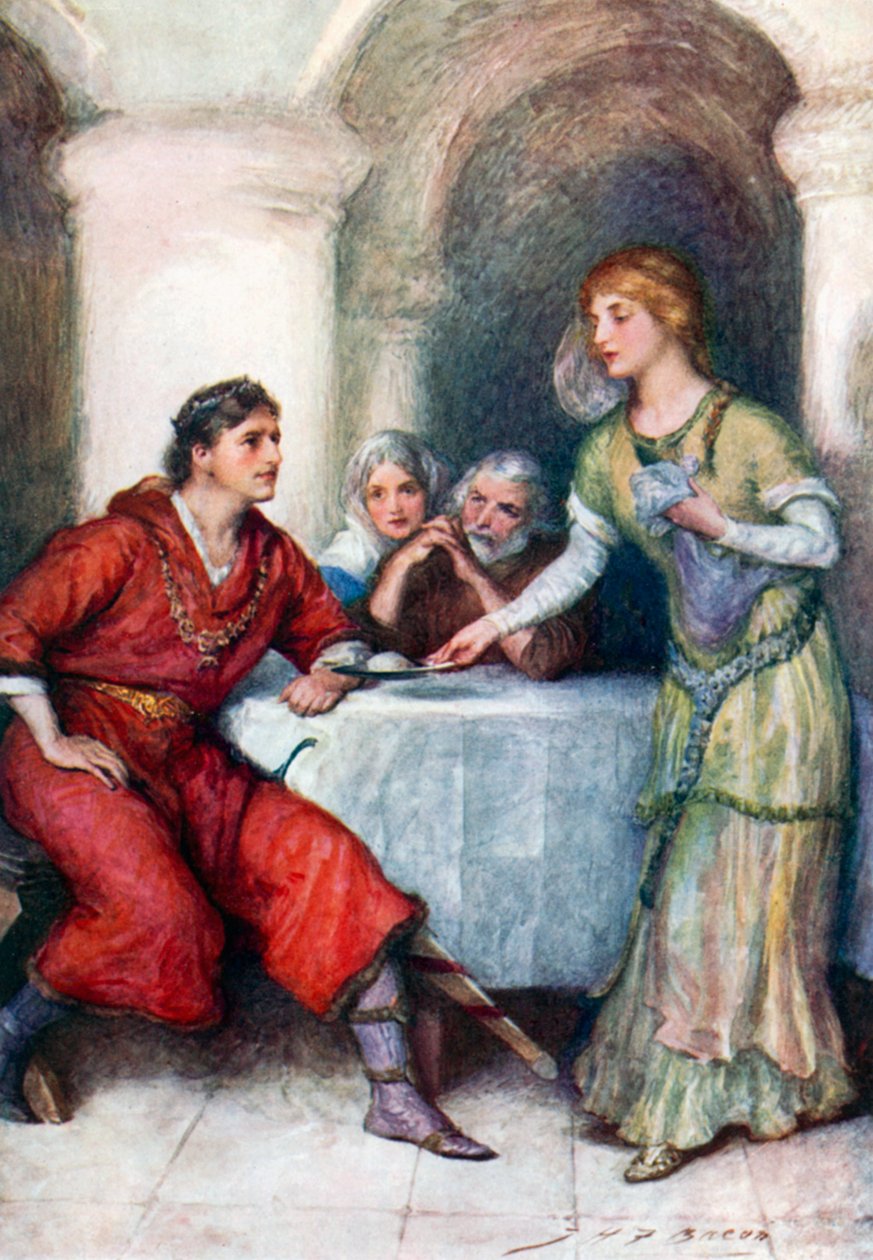 ジェランを待つイーニッド（カラーリトグラフ） 作： ジョン・ヘンリー・フレデリック（後）ベーコン