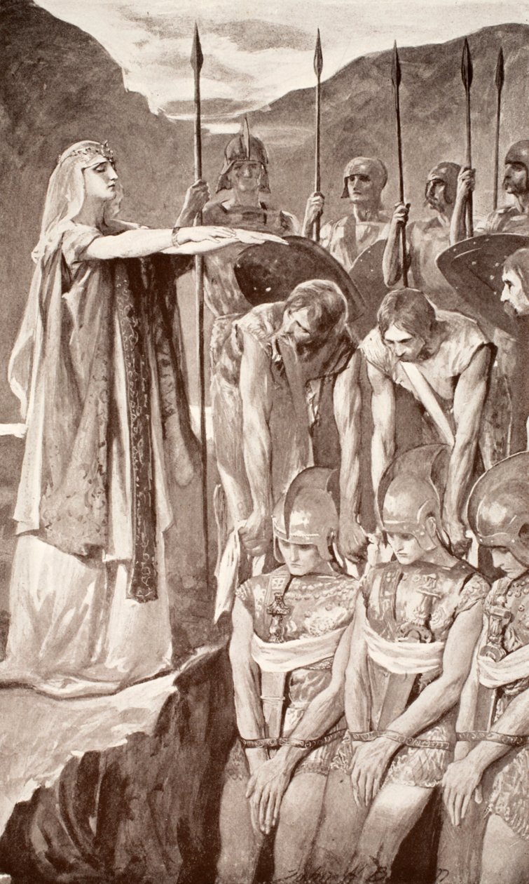 ディアドラの嘆き、チャールズスクワイアによる「ケルトの神話と伝説」のイラスト、1905年 作： ジョン・ヘンリー・フレデリック・ベーコン