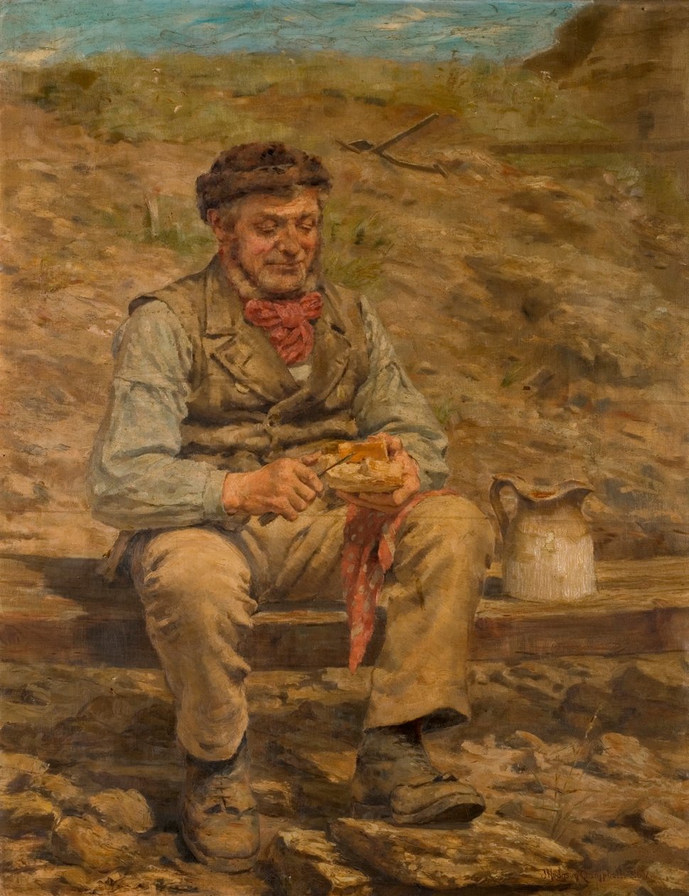 ランチを食べる職人、1886-87年 作： ジョン・ホジソン・キャンベル