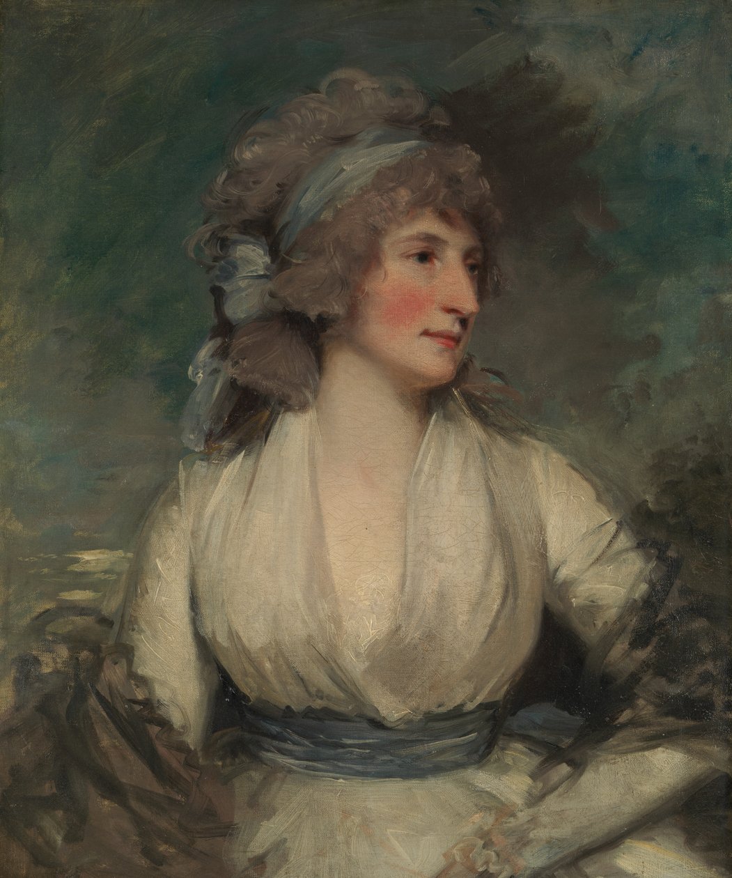 1790年代の女性の肖像画、逆、今はキャンバスのリライニングでカバーされています。 作： ジョン・ホップナー