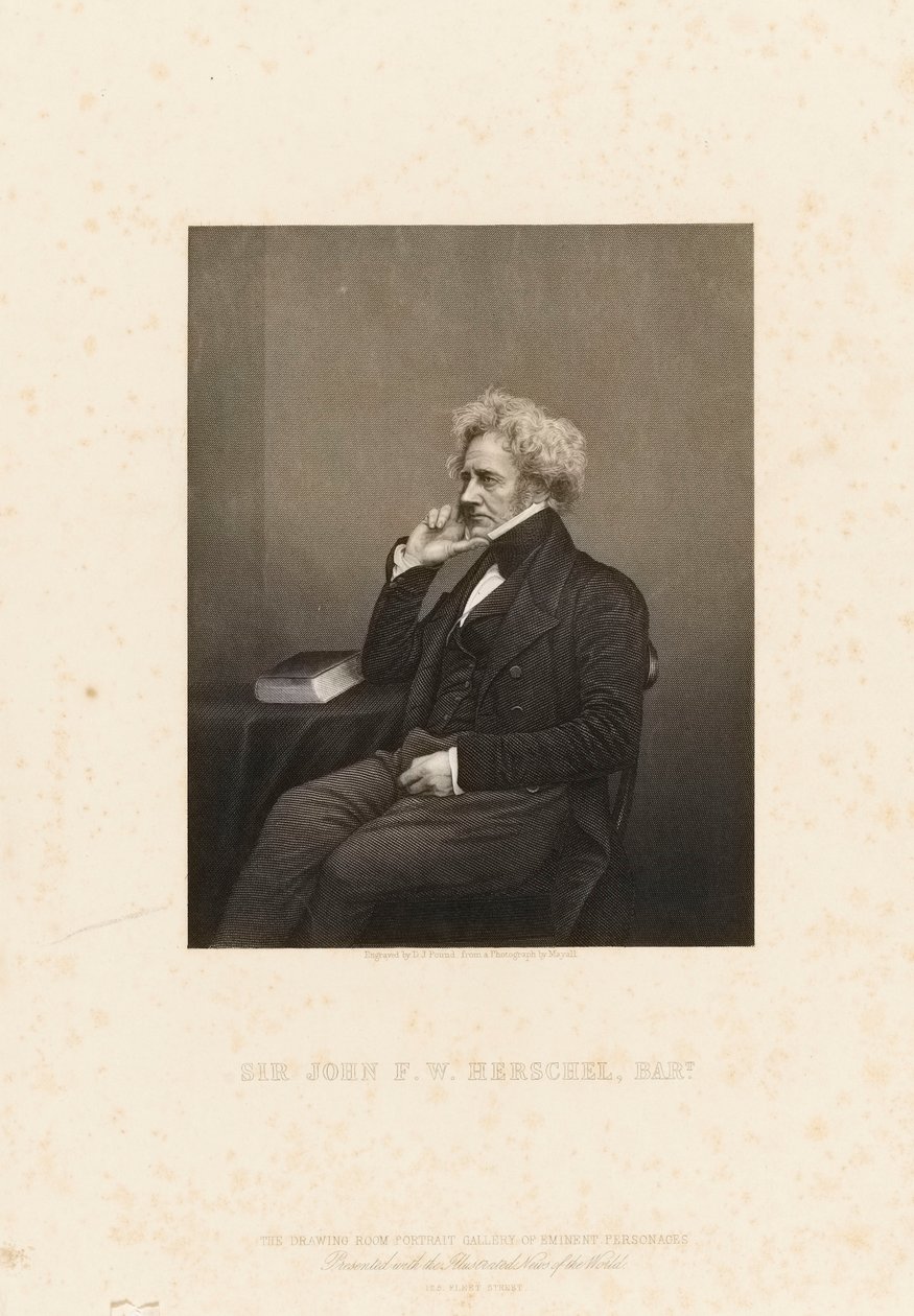 サー・ジョン・フレデリック・ウィリアム・ハーシェル（1792-1871）、1860年頃（スティップル・エングレーヴィング） 作： ジョン・ジェイベズ・エドウィン・ペイズリー（後）マヤル