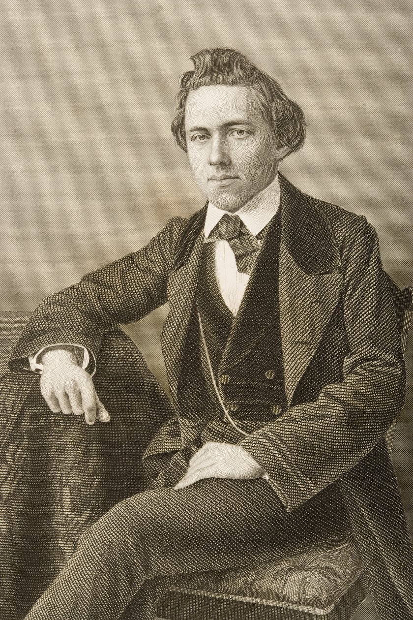 ポールチャールズモーフィ（1837〜84年）、DJパウンドが1860年にロンドンで出版した「著名な人物の応接室、第2巻」の写真から彫刻 作： ジョン・ジャベス・エドウィン・ペイズリー・メイオール