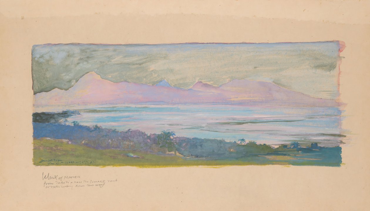 タヒチから海峡を臨むモーレア島、1891年1月、1891年1月。 作： ジョン・ラ・ファージ