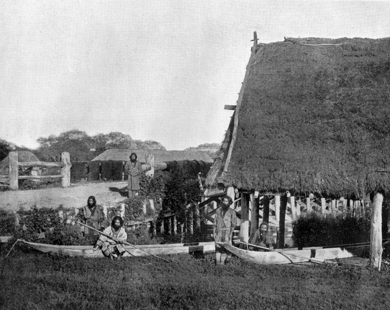 日本のジェッソ島の先住民 アボリジニの写真 ジョン・ローソン・ストッダード（1850年 1931年） 旅人・会議人 チカゴの教育出版物（モノクロ写真 作： ジョンローソンストッダード