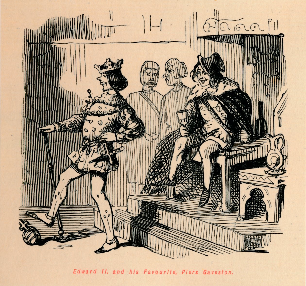 エドワードII。そして彼のお気に入り、Piers Gaveston、c1860、c1860 作： ジョン・リーチ