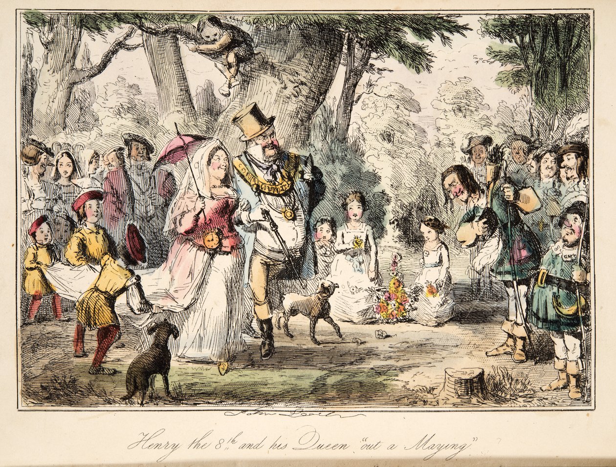 The Comic History of Englandのパブ、ヘンリー8世と彼のクイーンアウトアメイイング。 1864（手描きのエッチング） 作： ジョン・リーチ