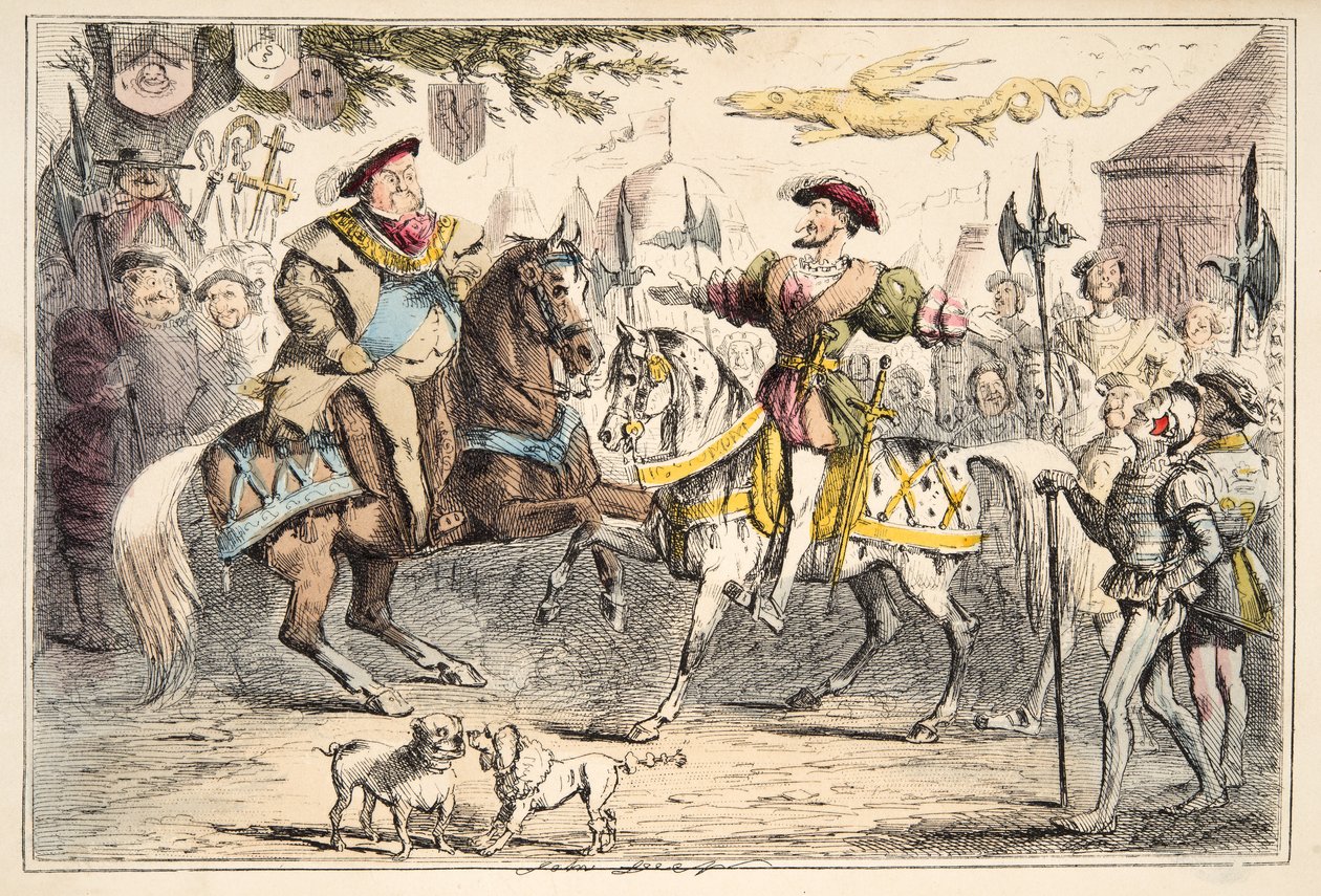 ヘンリー8世がコミックスイングランドの歴史から出版されたフランシス1世とパブ。 1864（手描きのエッチング） 作： ジョン・リーチ
