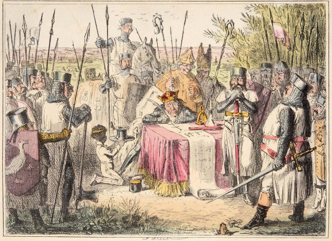 イングランド王コミックイングランド出身のマグナカルタに署名したパブ。 1864（手描きのエッチング） 作： ジョン・リーチ