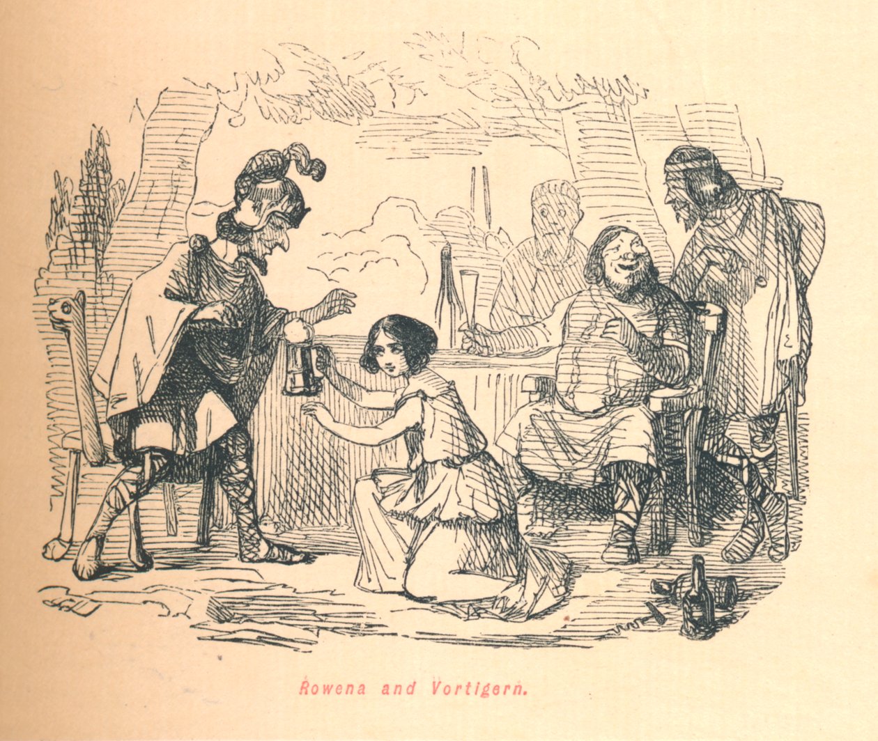 Rowena and Vortigern、c1860、c1860。 作： ジョン・リーチ