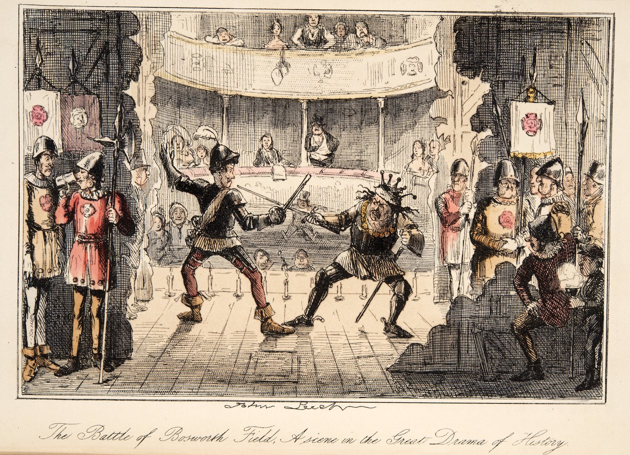 ボスワースフィールドの戦い：イギリスのコミックの歴史、パブからの歴史の偉大なドラマからのシーン。 1864（手描きのエッチング） 作： ジョン・リーチ