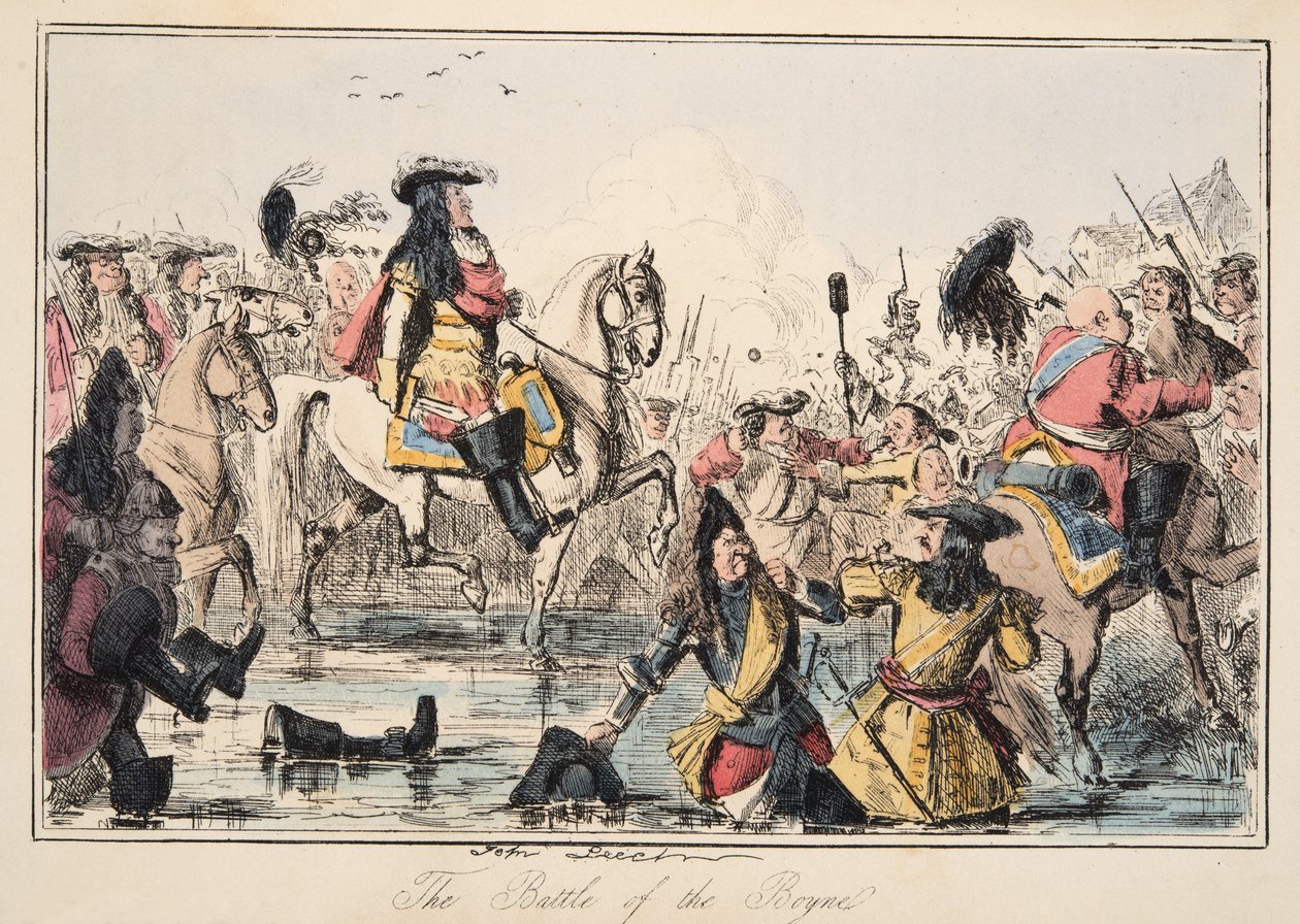 イギリスのコミックの歴史、パブからのボインの戦い。 1864（手描きのエッチング） 作： ジョン・リーチ