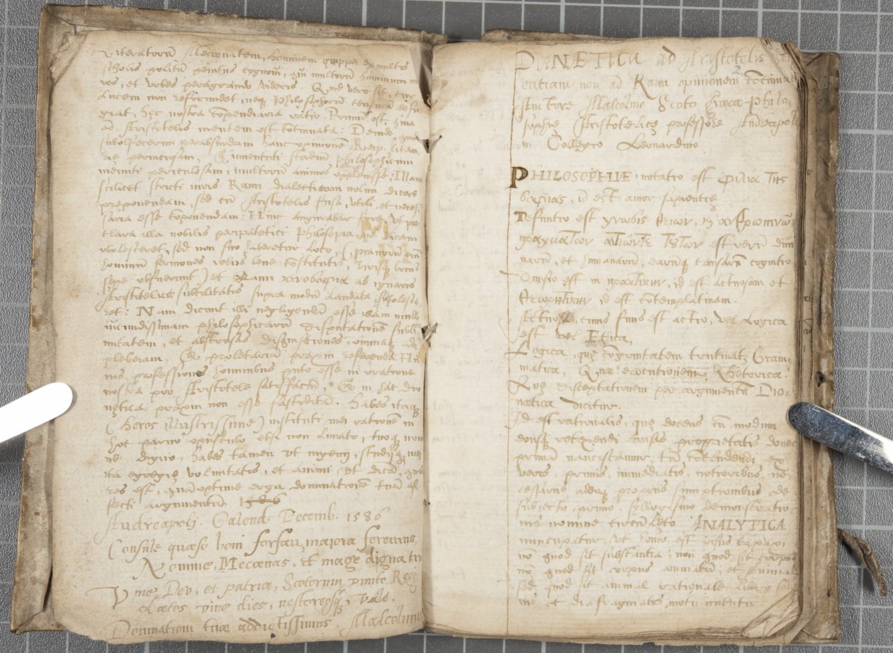 弁証法に関する講義ノート、c.1584-86（製本された量の紙にペンとインク） 作： ジョン・マルコム