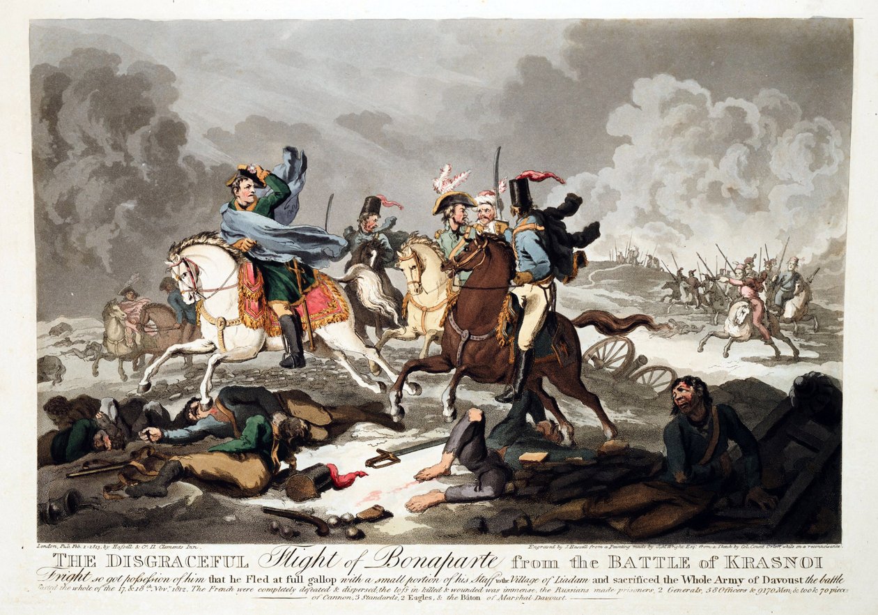 クラズノイ（クラスノエ）の戦いからのボナパルトの飛行 1812年 - ライト、ジョン・マッセイ（1777-1866） - 1814 - アクアチント - 42,1x57,5 - 個人蔵 作： ジョン・マッシー・ライト