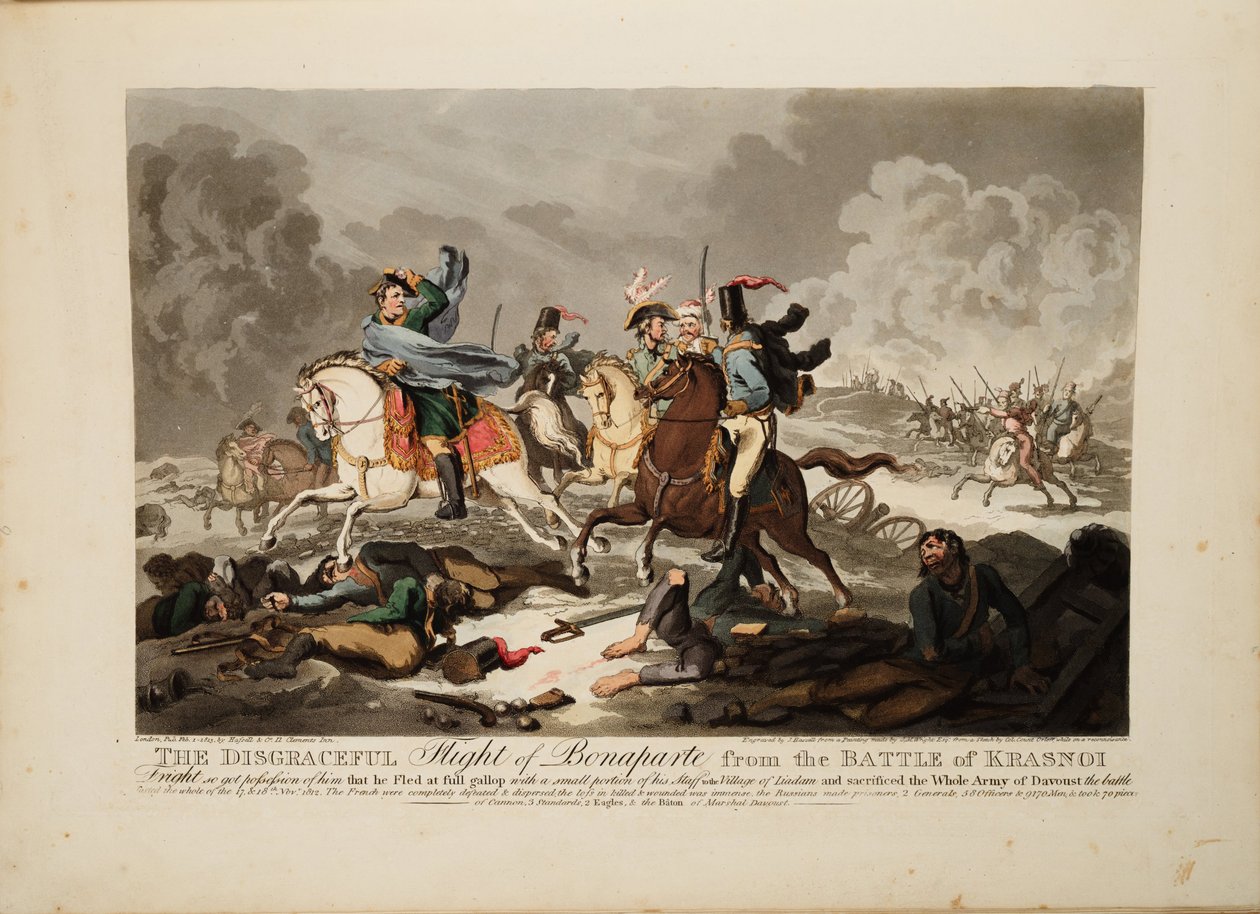 クラスノイの戦いからのボナパルトの飛行、1814年 作： ジョン・マッシー・ライト