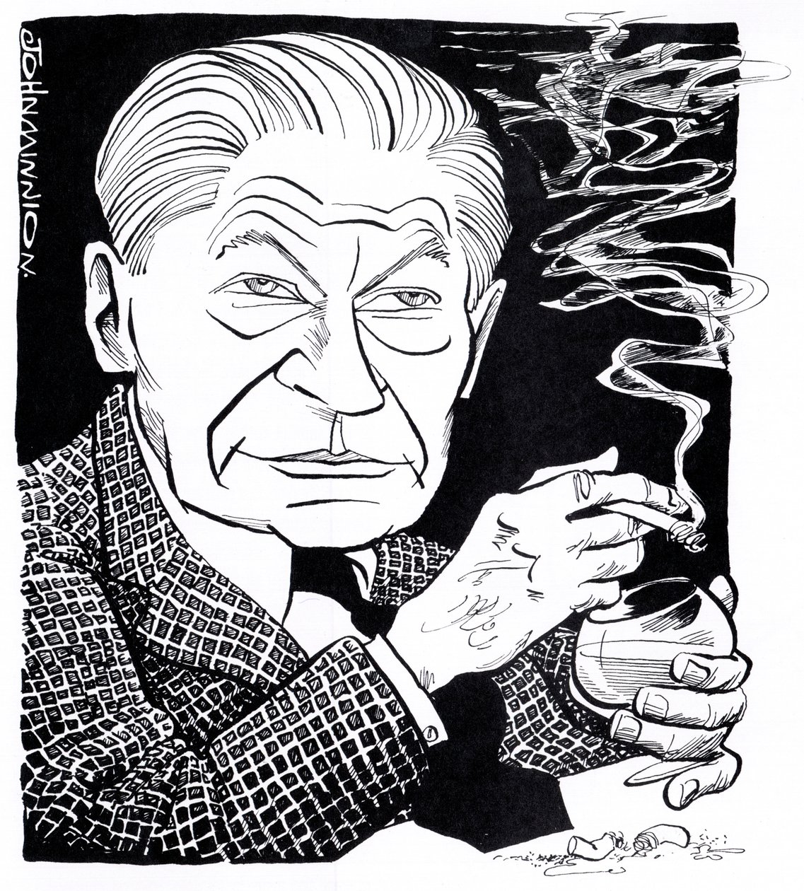 アーサー・ケストラー 風刺画 作： ジョン・ミニオン