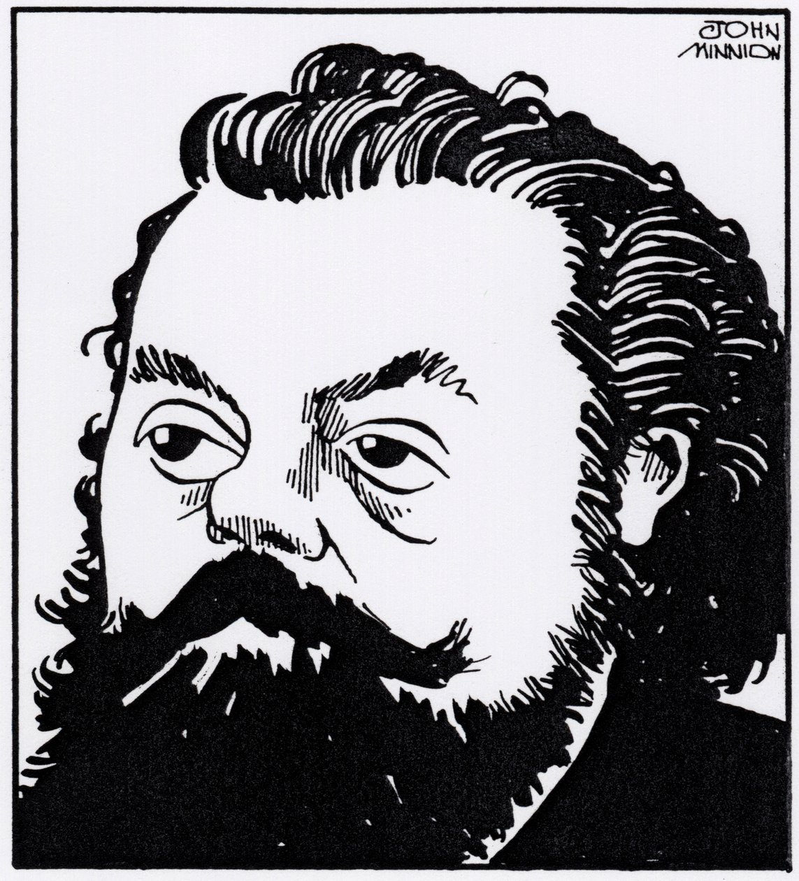 モデスト・ペトローヴィチ・ムソルグスキー、肖像風刺画 作： ジョン・ミニオン