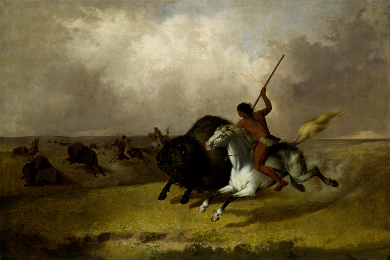 1845年、南西部大草原でのバッファロー狩り。 作： ジョン・ミックス・スタンレー