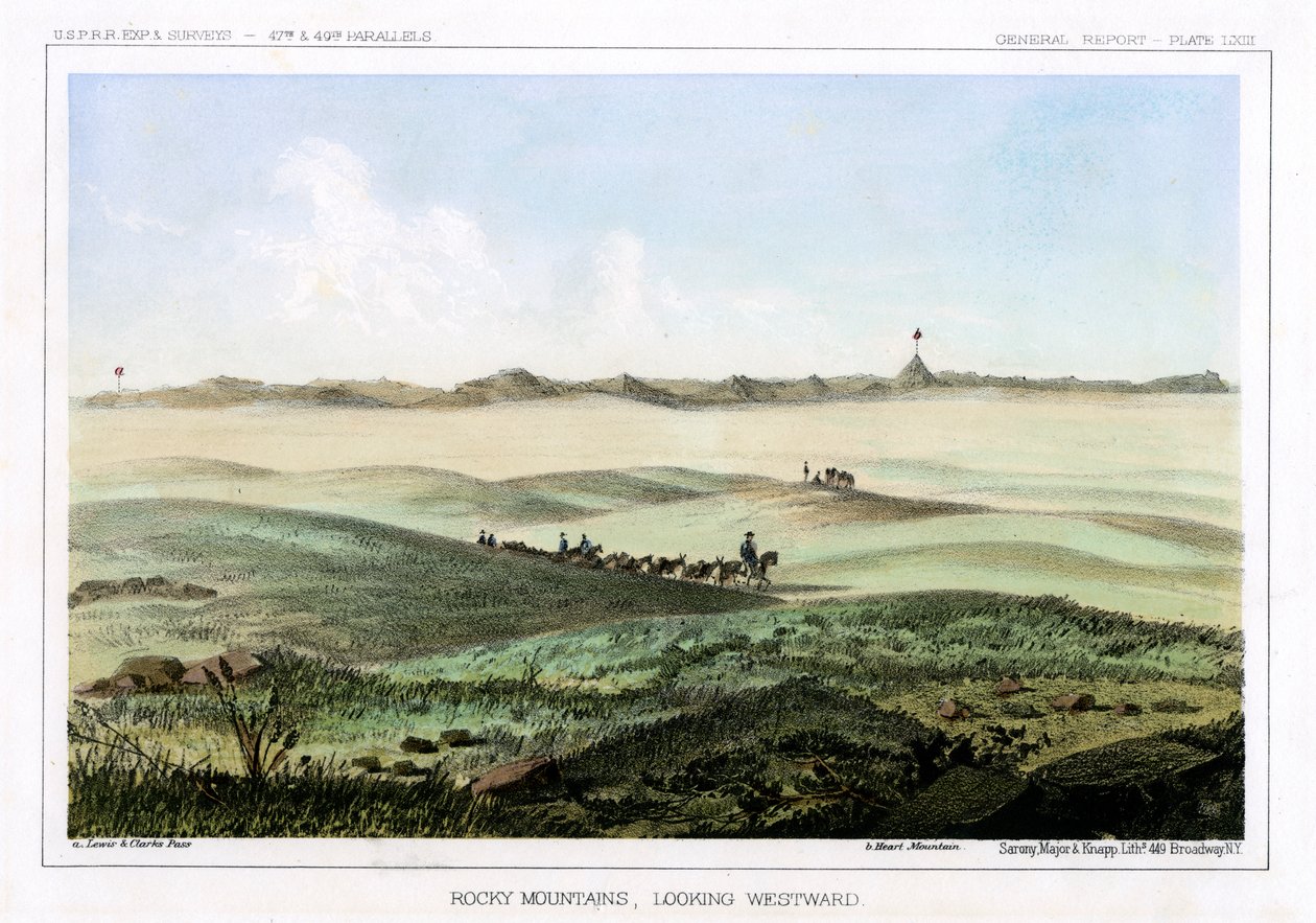 ロッキー山脈、西向き、米国、1856年。 作： ジョン・ミックス・スタンレー