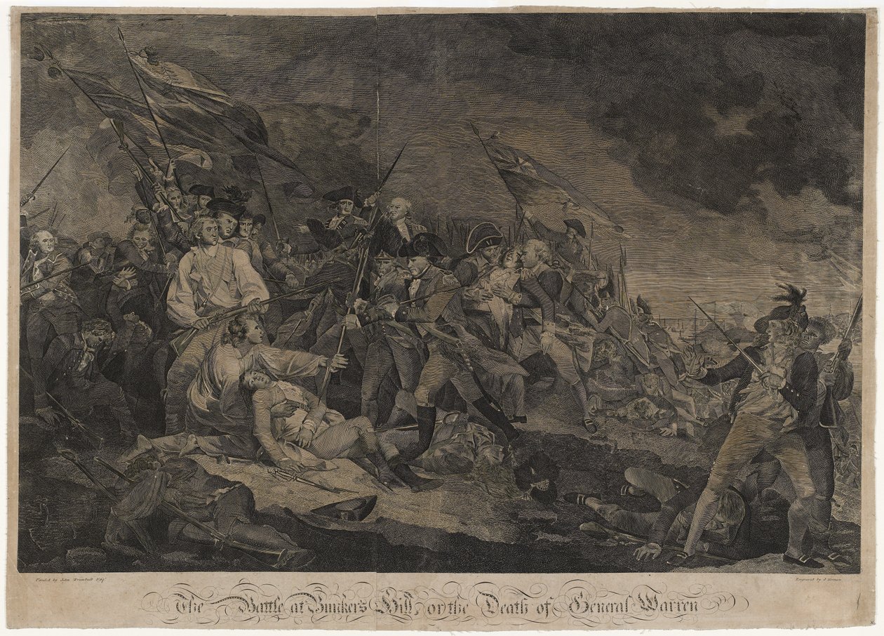 バンカーヒルでの戦い、またはバンカーヒルの戦い、c。 1798-1817（彫刻） 作： ジョン・ノーマン