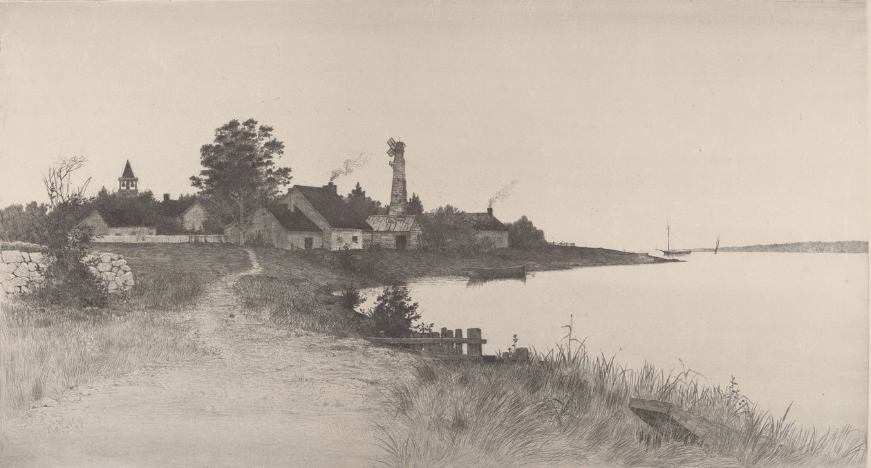 無題の海岸の風景、1891 年。 作： ジョンO.アンダーソン