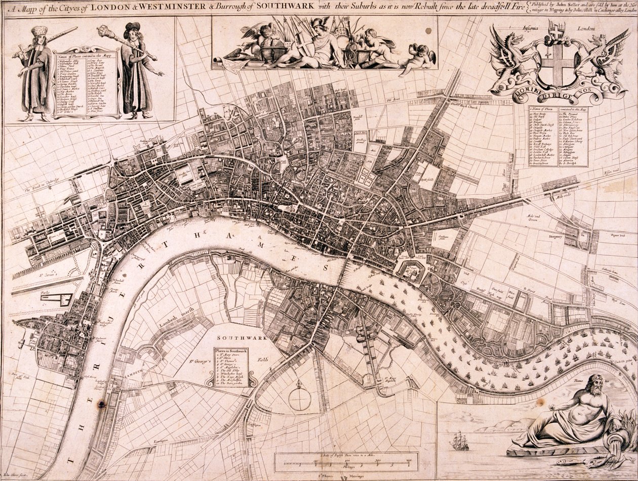 ロンドンの地図、c1680 作： ジョンオリバー