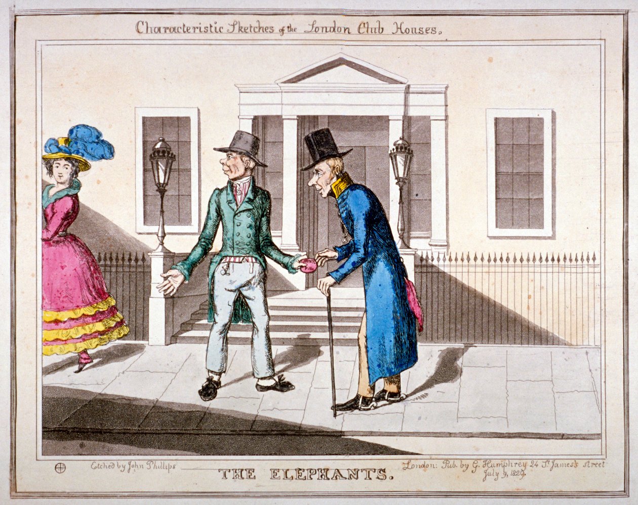 ロンドンのクラブハウスの特徴的なスケッチ」：「エレファンツ」1829年 作： ジョン・フィリップス