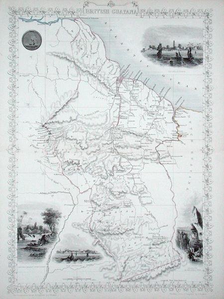 John Tallis & Co, New York & London発行の世界地図シリーズより、British Guyana。 作： ジョン・ラプキン