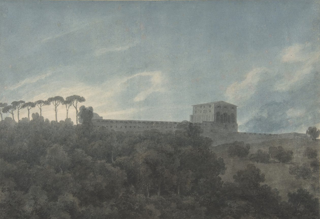 ローマの Janiculum にあるヴィラ ランテの眺め、1782～83 年。 作： ジョン・ロバート・コーズ