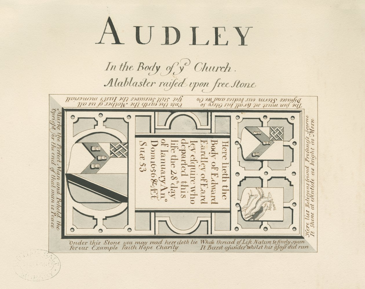 Audley Monuments - 「Edward Eardley」：ペンとウォッシュのドローイング、nd [19世紀] (drawing) 作： ジョン・ロバート・ファーニーハウ