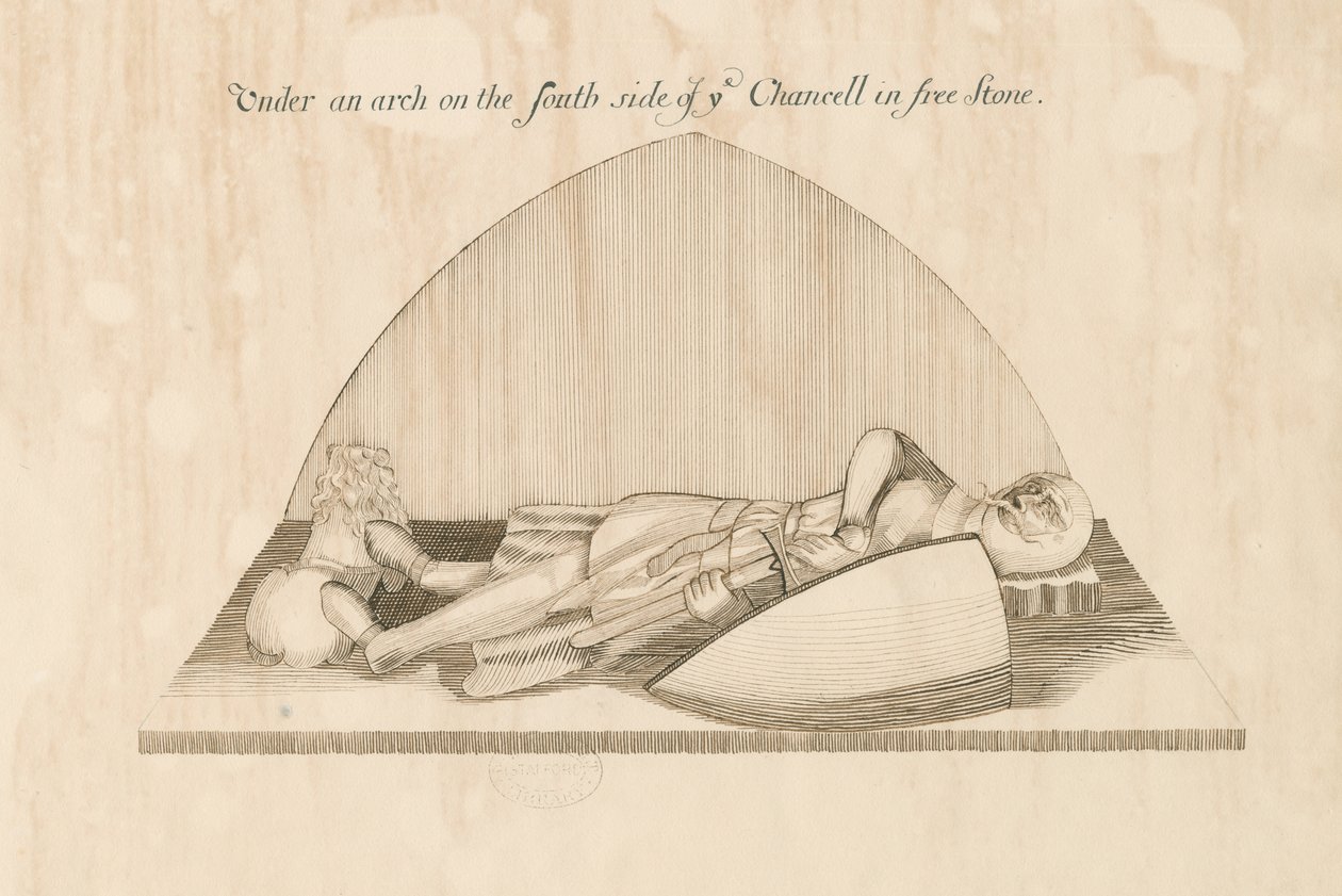 Swynnerton Church-Effigy：ペンとインクの描画、nd [19セント] 作： ジョン・ロバート・ファーニーハウ
